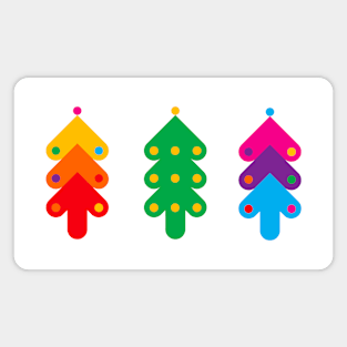 Merry Christmas with colorful Christmas trees, version one Magnet